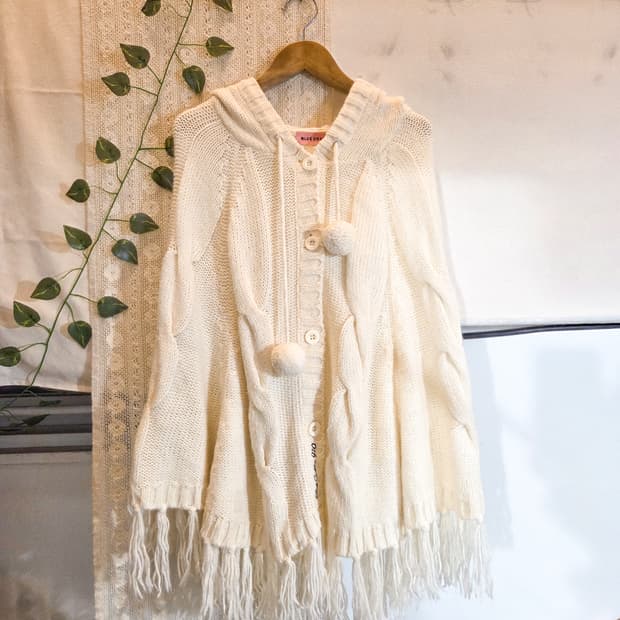 폼폼 케이프 울 가디건