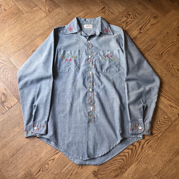 [M]60''s King Kole 니들워크 웨스턴 샴브레이 셔츠