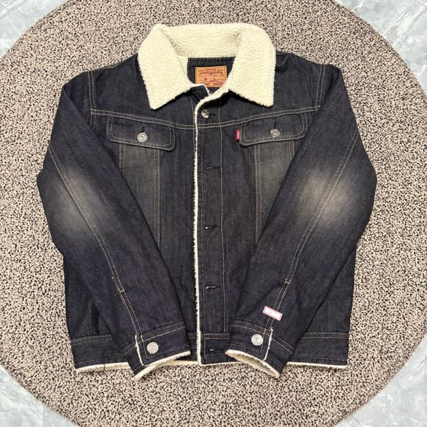 리바이스 워싱 데님 양털 자켓