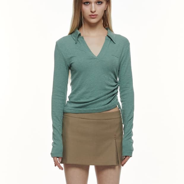 쓰리투에이티 COLLAR TOP (GREEN)