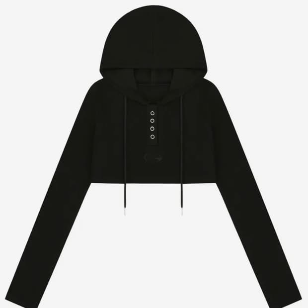 샴페인 블랭크 에스테틱 후드 크롭티