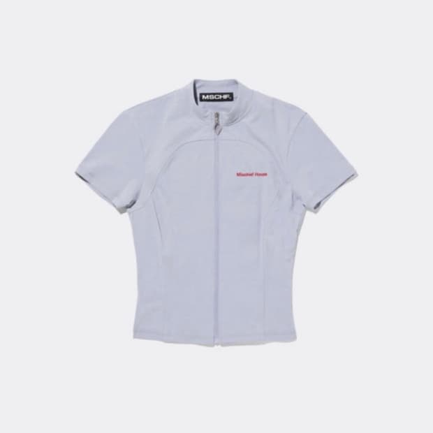 미스치프 모크넥 집업 숏 슬리브 그레이시 블루