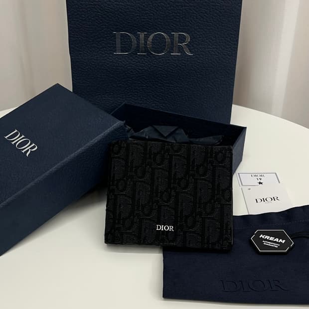 (새상품급/풀박스) 디올 오블리크 반지갑 블랙