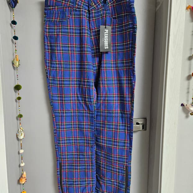 PLEASURES 체크 바지 블루 34 새상품