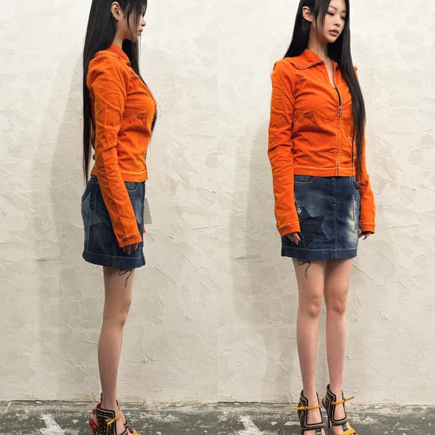 00s 빈티지 디젤 슬림핏 크롭컷 져지 집업