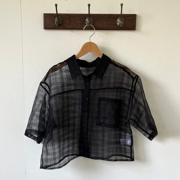 forksy 시스루 크롭 셔츠