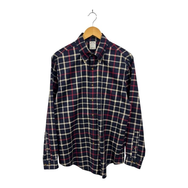 ML) 브룩스 브라더스 네이비 타탄페크 긴팔 셔츠 TS-077