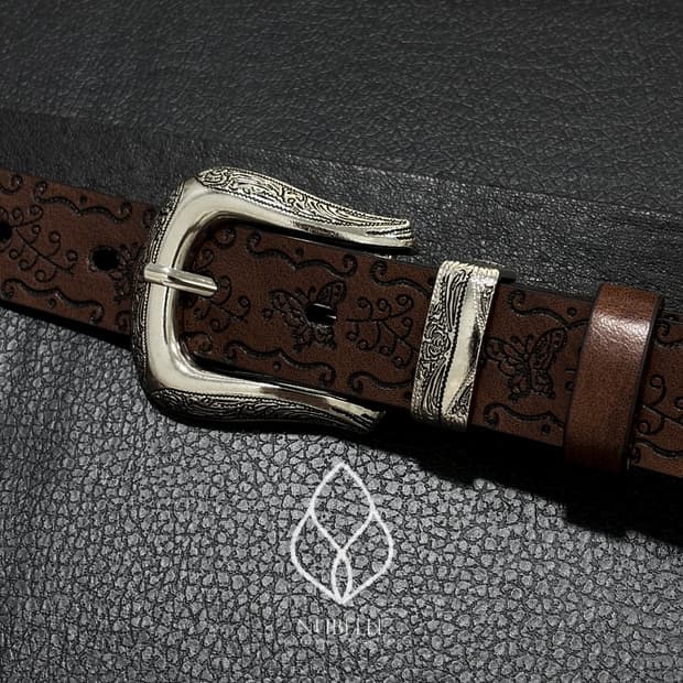 🌗 Ethnic embossed belt / 에스닉 음각 가죽 벨트