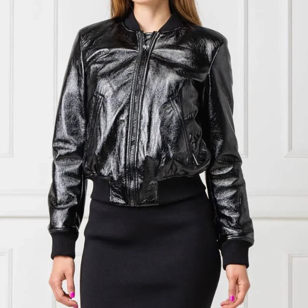 마이클코어스 에나멜 자켓 점퍼 레더 자켓 가죽 자켓 항공점퍼