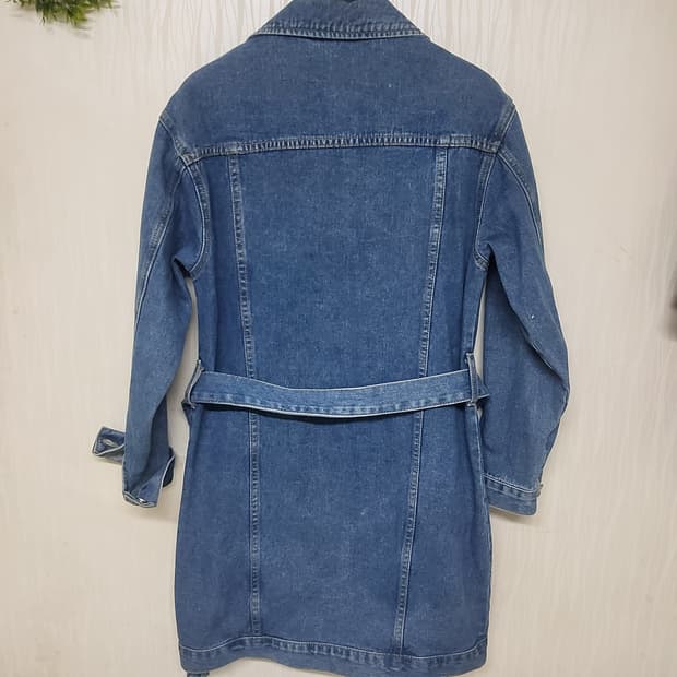 벨티드 데님 트렌치코트 겸 청 원피스 여자 90 55