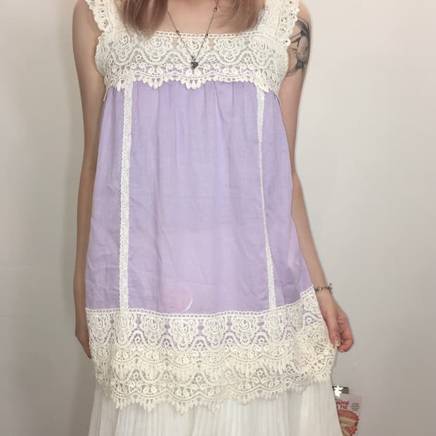 jpn vintage palepurple lace sleeveless