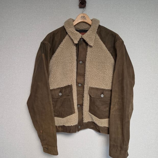 RRL 더블알엘 브라운 데님 그리즐리 자켓 L