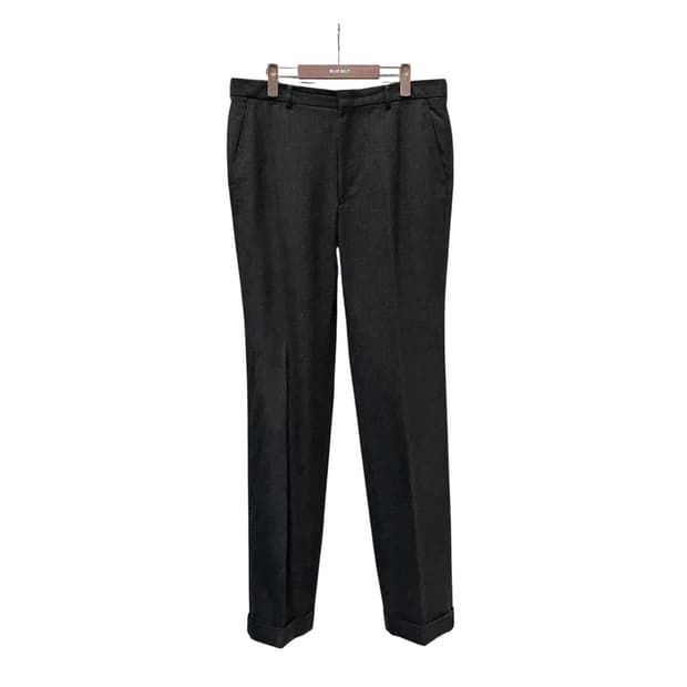 BALENCIAGA 발렌시아가 울 슬랙스 핀턱 롤업 디테일 차콜