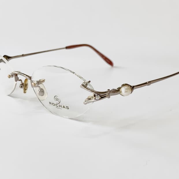 [픽키-635] 로샤스 진주 무테 안경 클래식 펄 디테일 