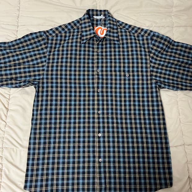 메이커스 코튼 체크셔츠 네이비