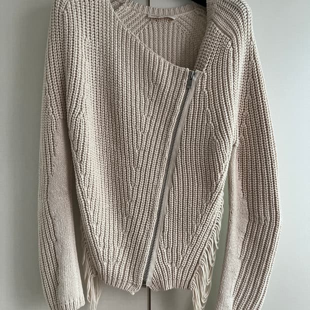 maje fringe knit jacket