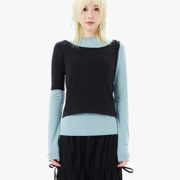 2 IN 1 LAYERED TOP / BLACK