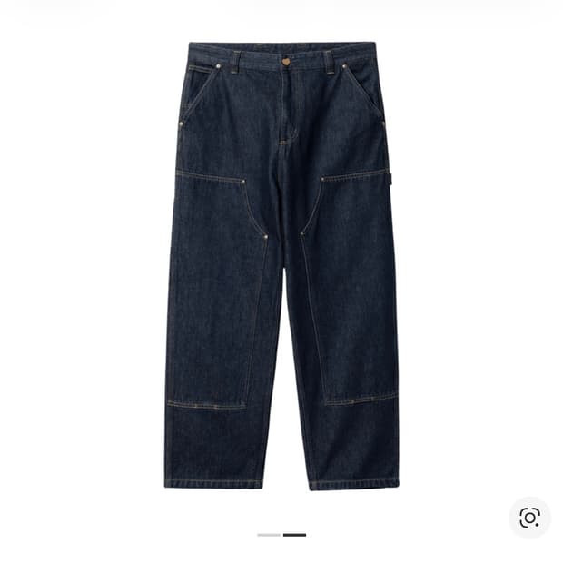 칼하트 WIP 내쉬 루즈 핏 더블 니 팬츠 블루 린스드