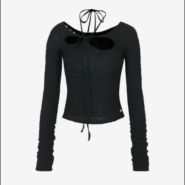 페인오어플레져 Wrinkled Orchid Top (black)