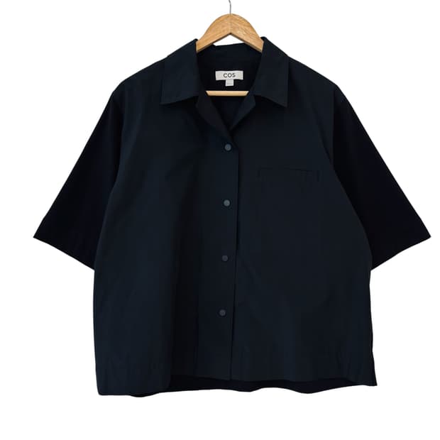 코스 박시 나일론 패널 볼링 셔츠 블랙 M