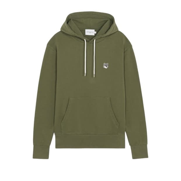 메종 키츠네 그레이 폭스 패치 클래식 후드 카키 그레이