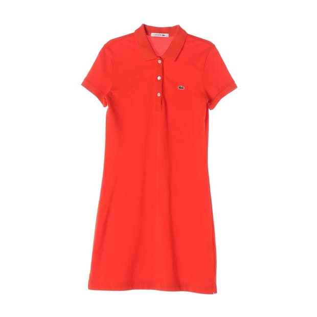 라코스테 우먼스 슬림핏 피케 원피스 레드 36
