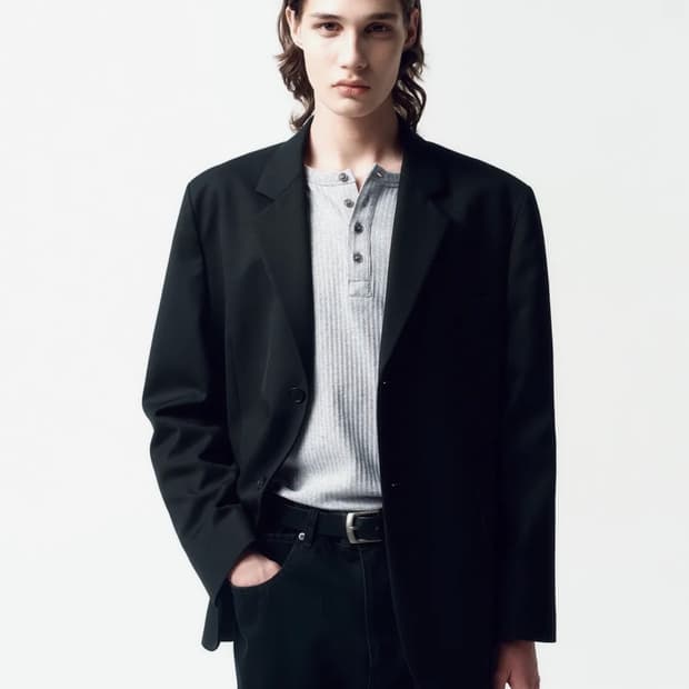 (M) 인사일런스 오버사이즈 울 블레이저 블랙