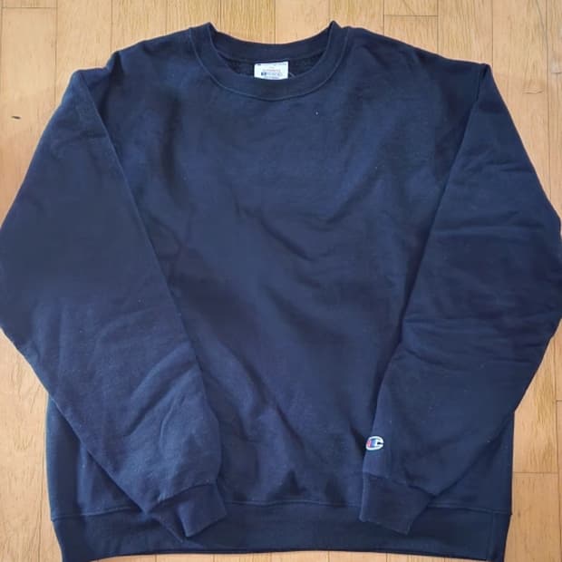 (Champion) 챔피언 검정 기모 맨투맨 티셔츠 XL (슬림)