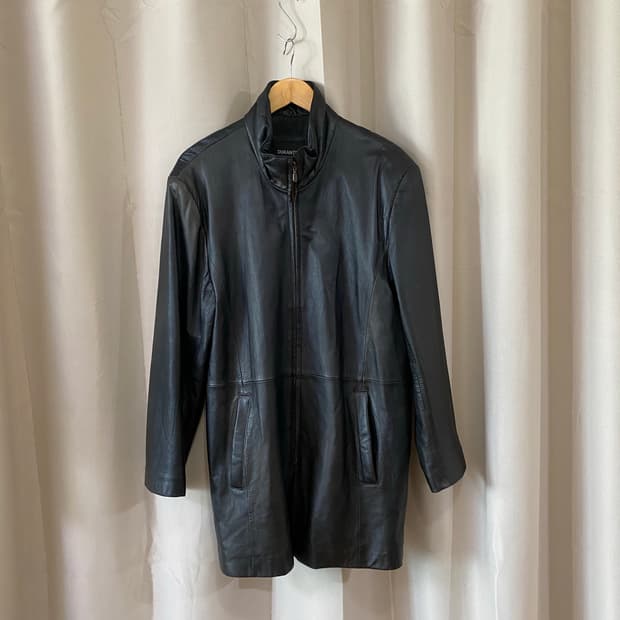 vtg leather lounge zip half coat