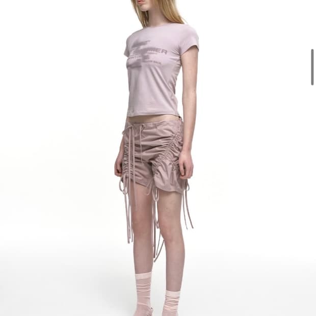 나체 STRAP SHIRRING SHORTS DUSTY PINK
