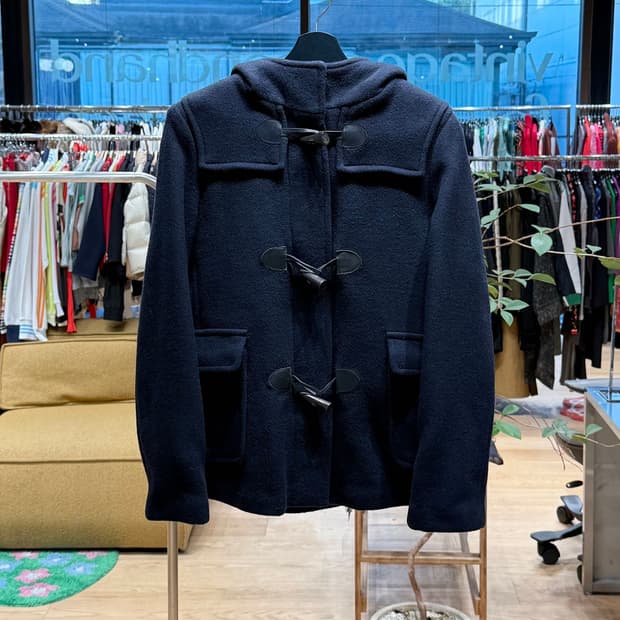 버버리 네이비 더플 하프 코트 