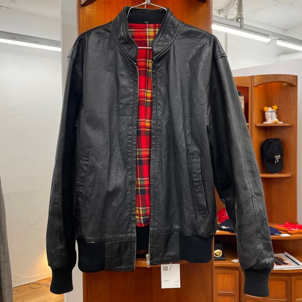 [M] 80s 레더 블루종 자켓