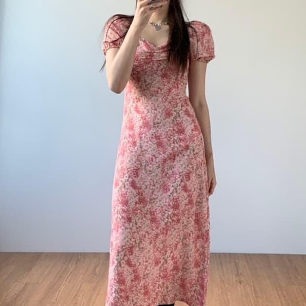 [새상품] 루루서울 마가렛 퍼프 롱 드레스 핑크