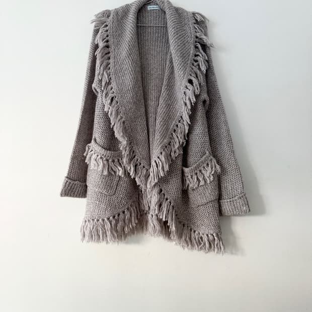 Grunge tassel alpaca cardigan / grey