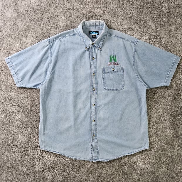 [무료배송] Tri Mountain 데님 반팔 셔츠