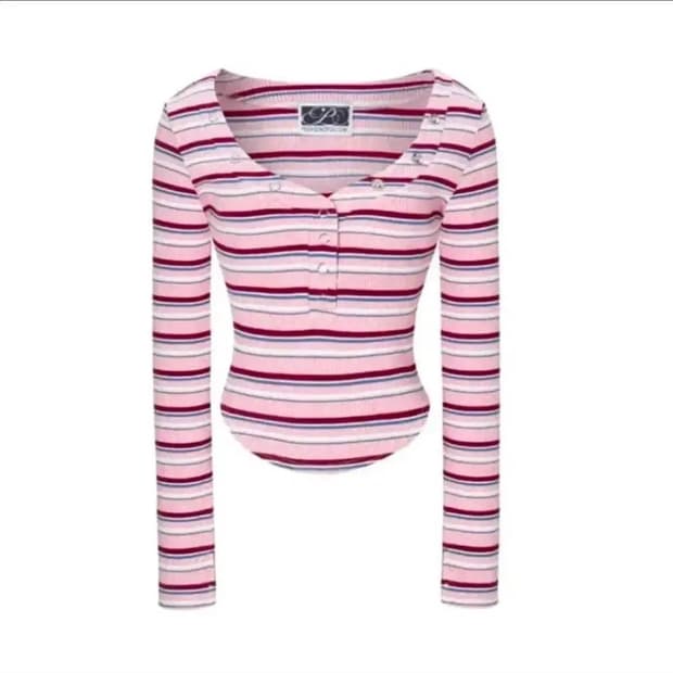 플리즈노팔로우 버니탑 스트라이프 핑크