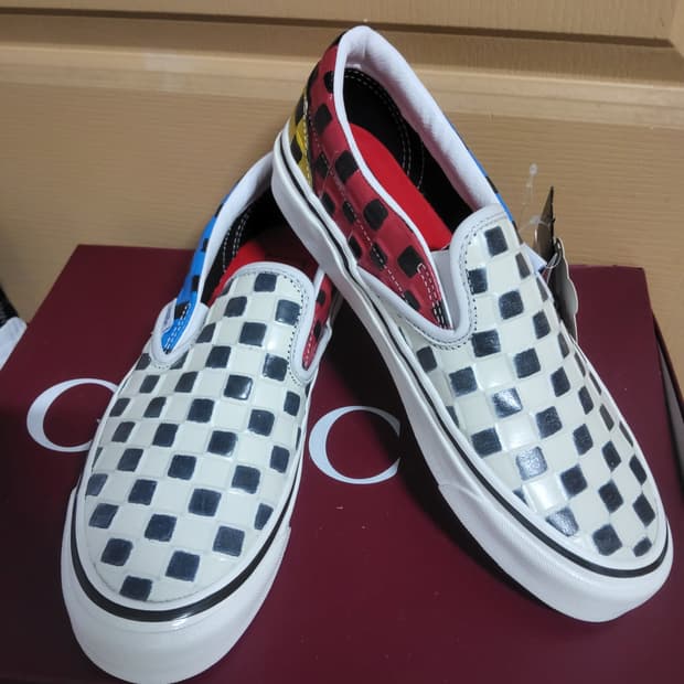 반스 vans 애너하임 슬립온 레더 체커보드 새상품 260
