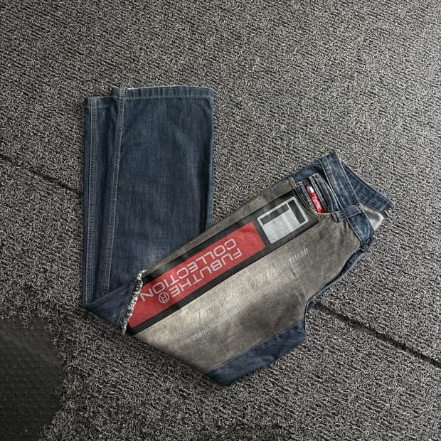 후부 빈티지 올드스쿨 믹스업 디테일 와이드핏 데님 팬츠 5141