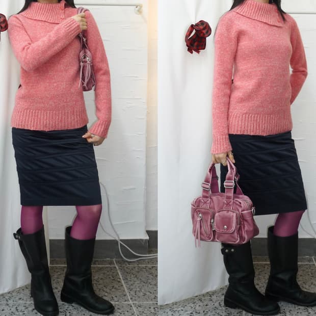 vivid pink high neck knit