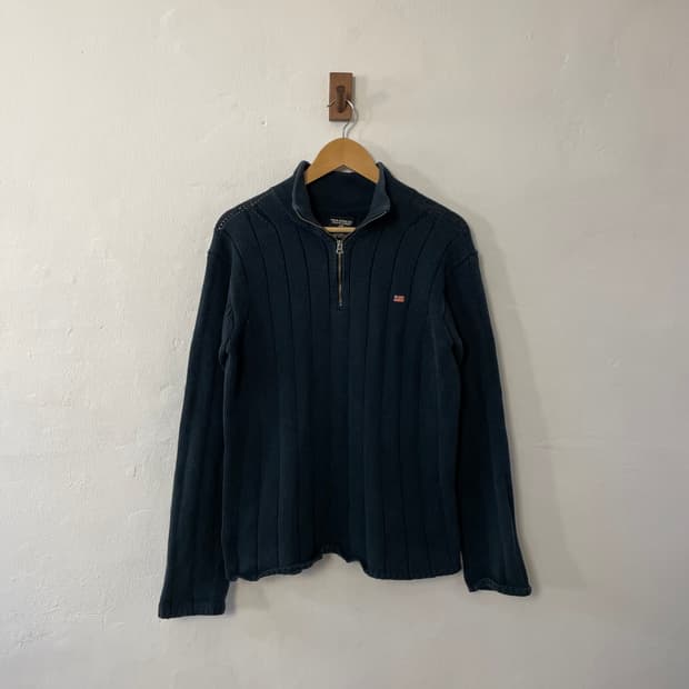 폴로 반집업 니트 