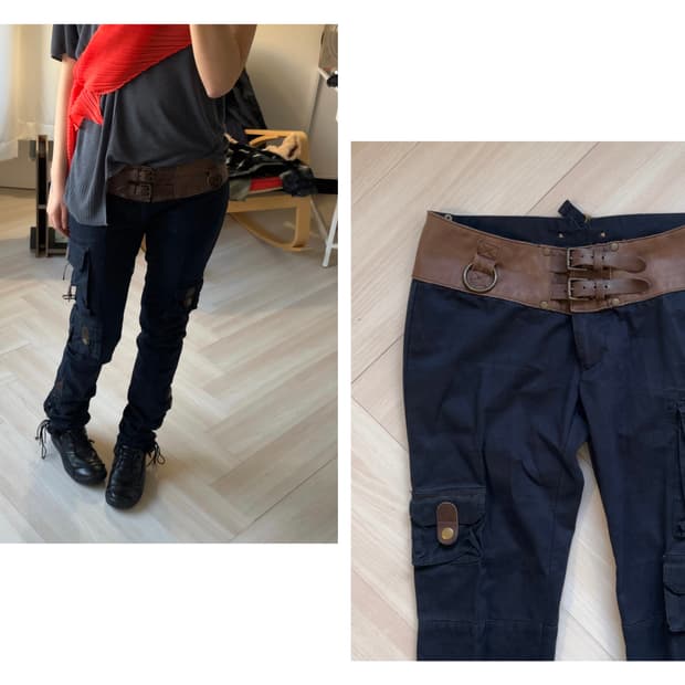 [Ralph Lauren] Leather-Trim Corset Cargo