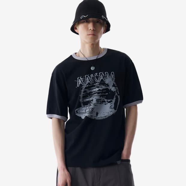 아캄 Cracked Car Ringer Top (Black)