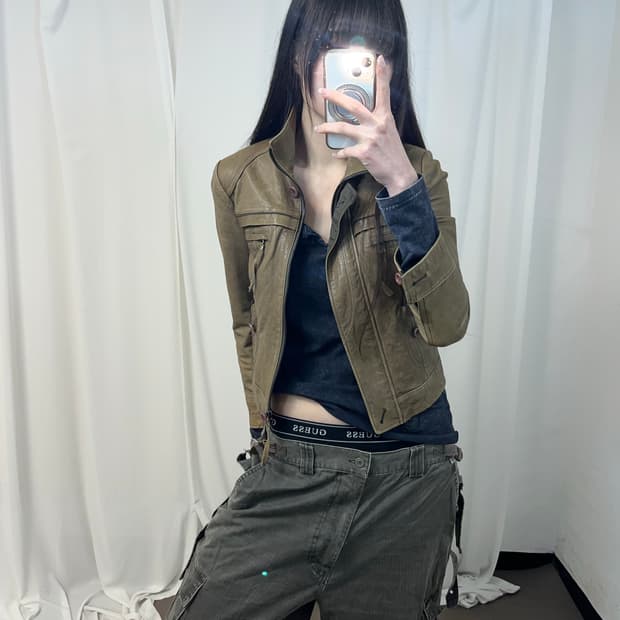 브라운 레더 자켓 (양가죽)