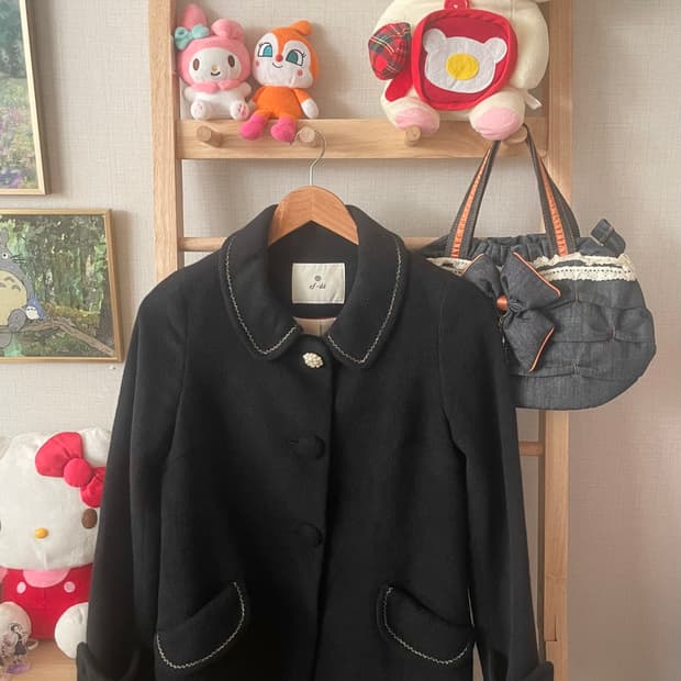 모리걸 빈티지 블랙 카라 코트 🖤🤍