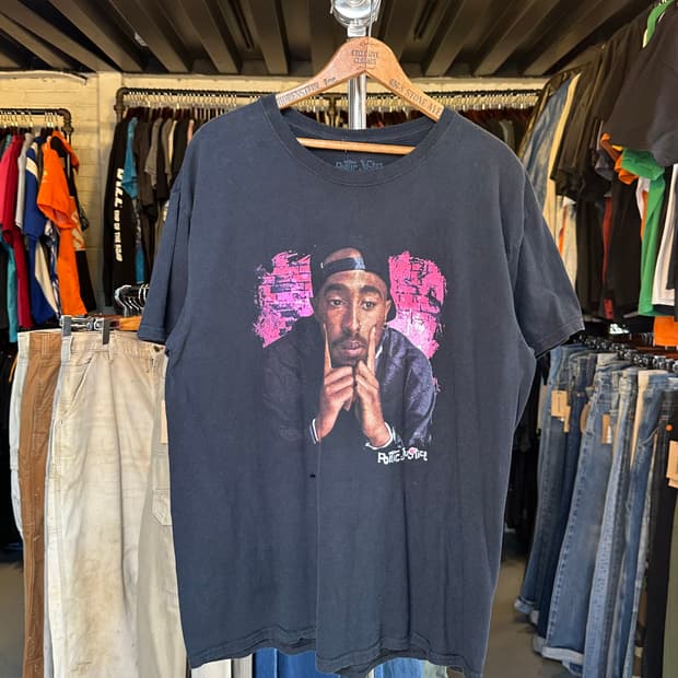투팍 2pac 래퍼 프린팅 티셔츠