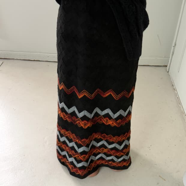 일본빈티지 자수 맥시 롱 니트스커트