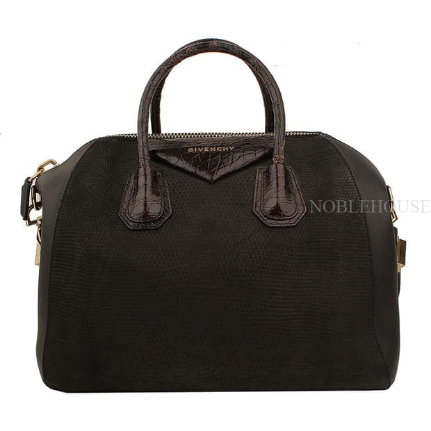 지방시 블랙 리자드&와니패턴 안티고나 미듐 토트겸 숄더백