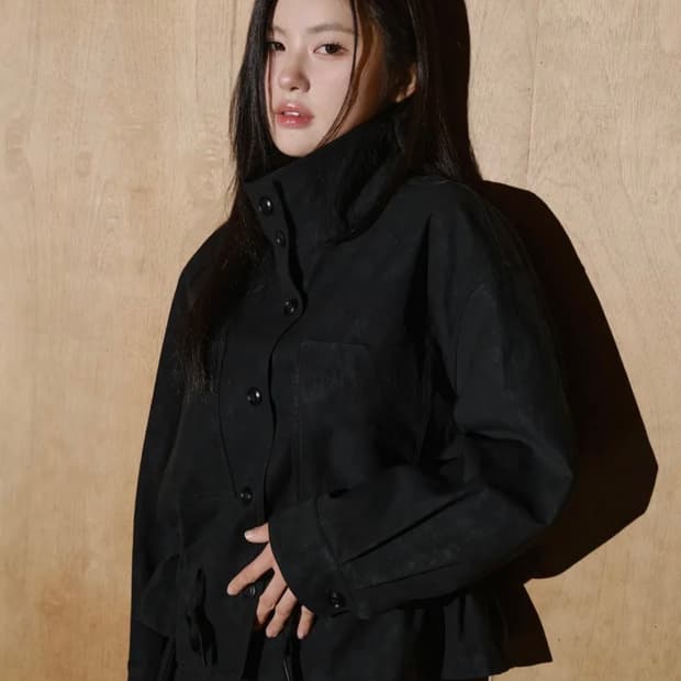 (택O) 헬레네파리스 스웨이드 스트링 버튼 재킷 (블랙)