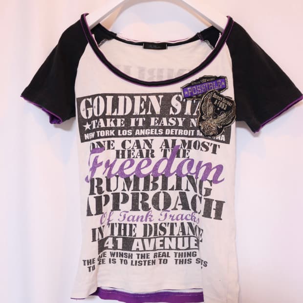 갸루 프린팅 반팔 빈티지