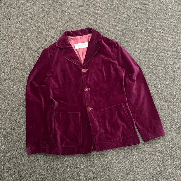 OS)Japanese vintage 여성 버건디 벨벳 자켓
